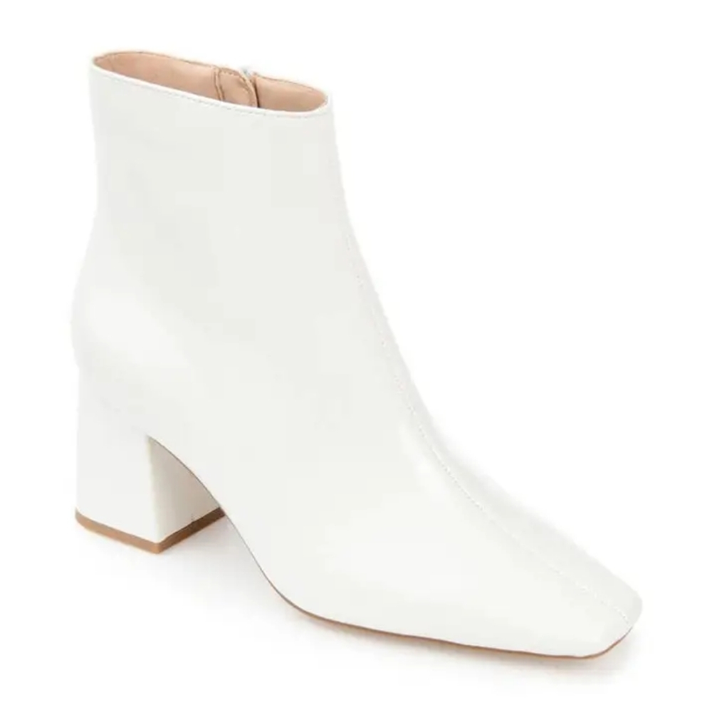 White Patent Vegan Leather Bootie